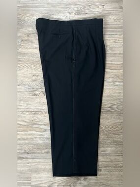 Linea Uomo Men’s 48R Black 100% Wool Pleated Tuxedo Pants Suspender Buttons